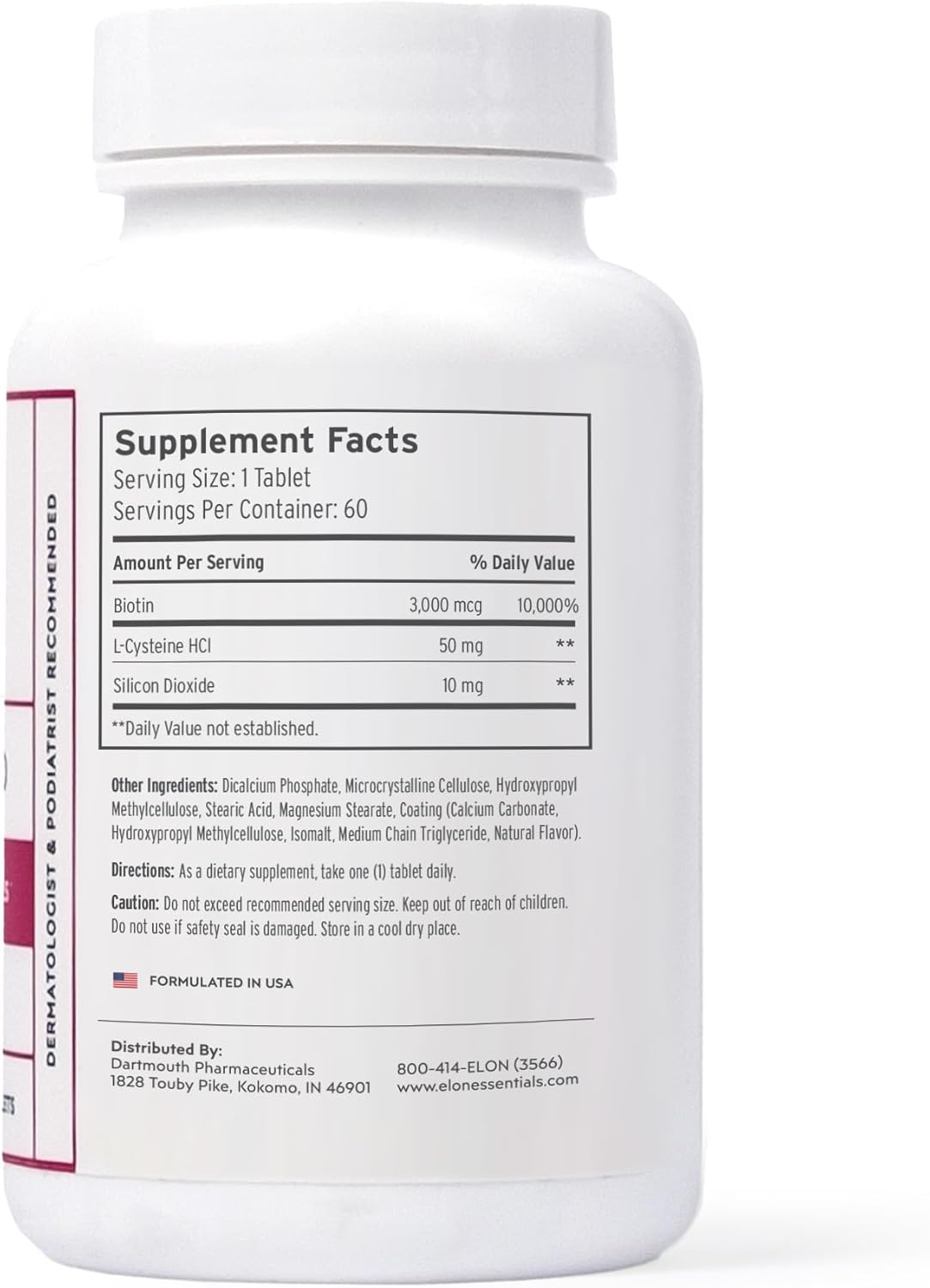 Supplement Facts label for Elon Matrix Plus 3000