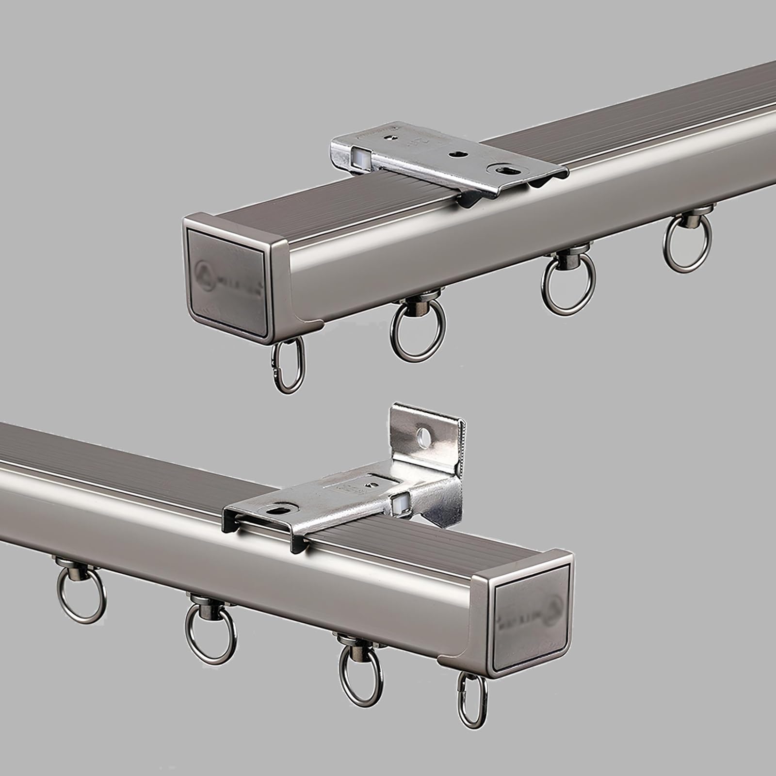 Rails de rideaux robustes gris 80cm, tringle rideau plafond pour séparateur pièce