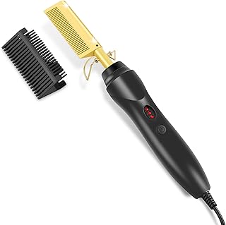flintronic Cepillo Alisador Pelo 2 en 1, Alisador de Pelo Peine Plancha Calentado 180°C, Mini Plancha Pelo Viaje, Apagado Automático, Doble Voltaje para Viajes y Uso Doméstico Oro