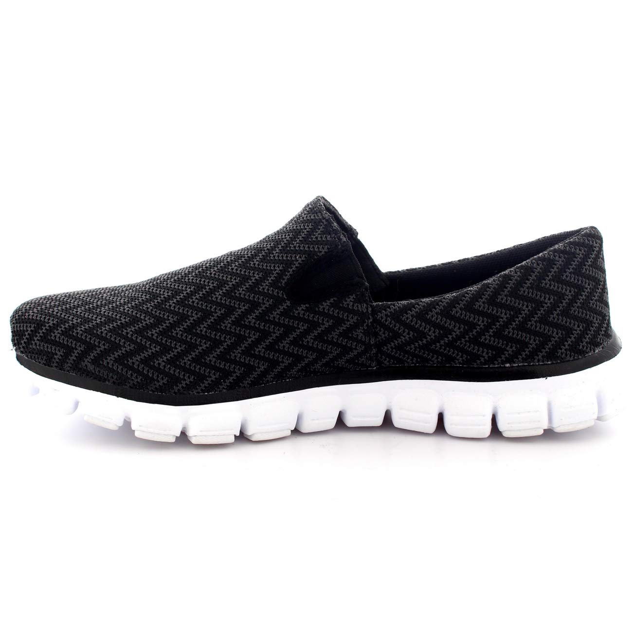Get Fit Women’s Slip-On Walking Shoes - Lightweight Breathable Trainers with Memory Foam - Casual Work Sneakers - Comfortable Gym, Travel & Everyday Wear - Black/White - UK4/EU39