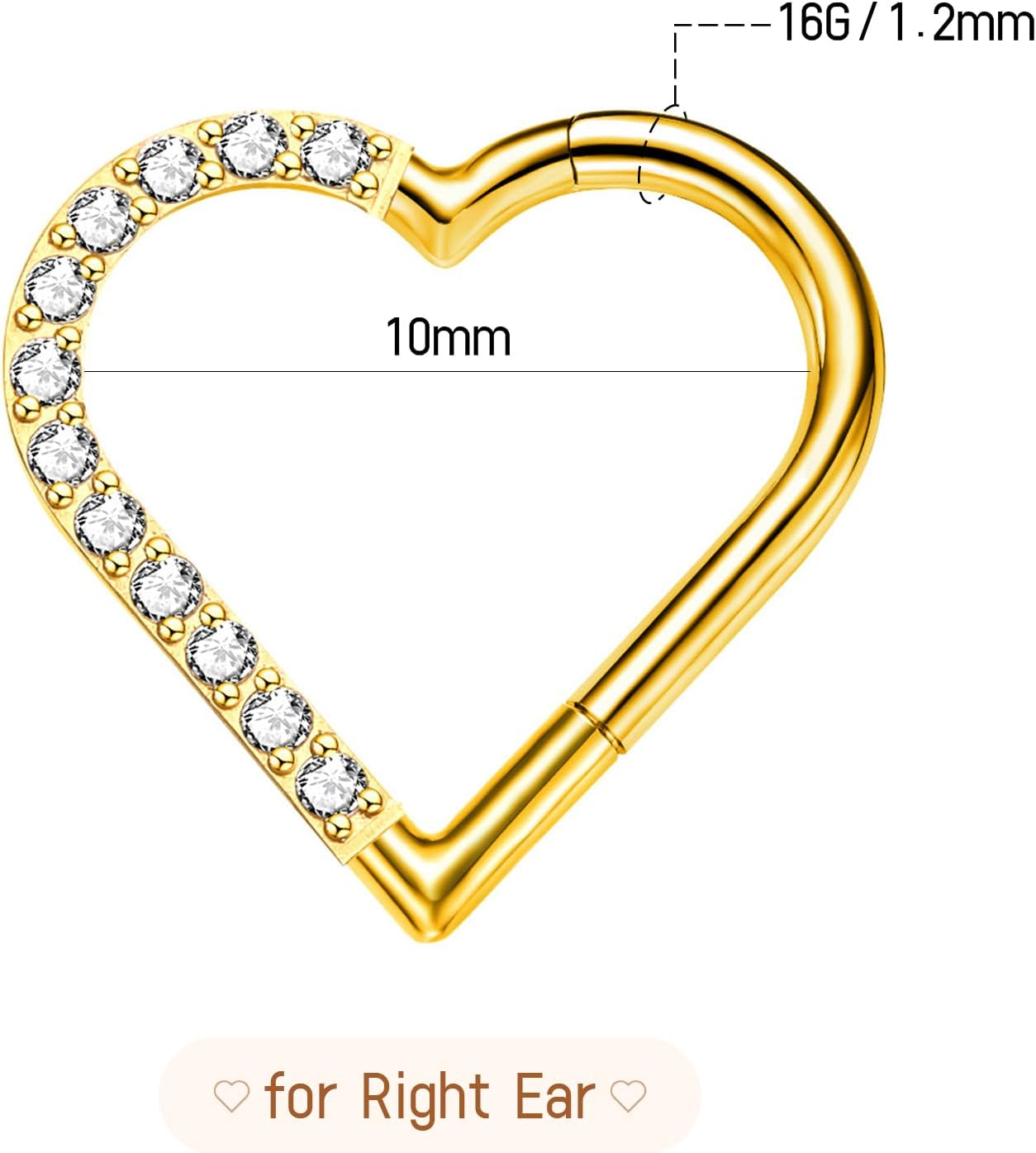 Cartilage Daith Earrings For Women Small 14K Gold Plated Hoop Hypoallergenic Helix Piercing Huggie Surgical Steel Diamond Implant Cubic Zirconia Jewelry - Image 5