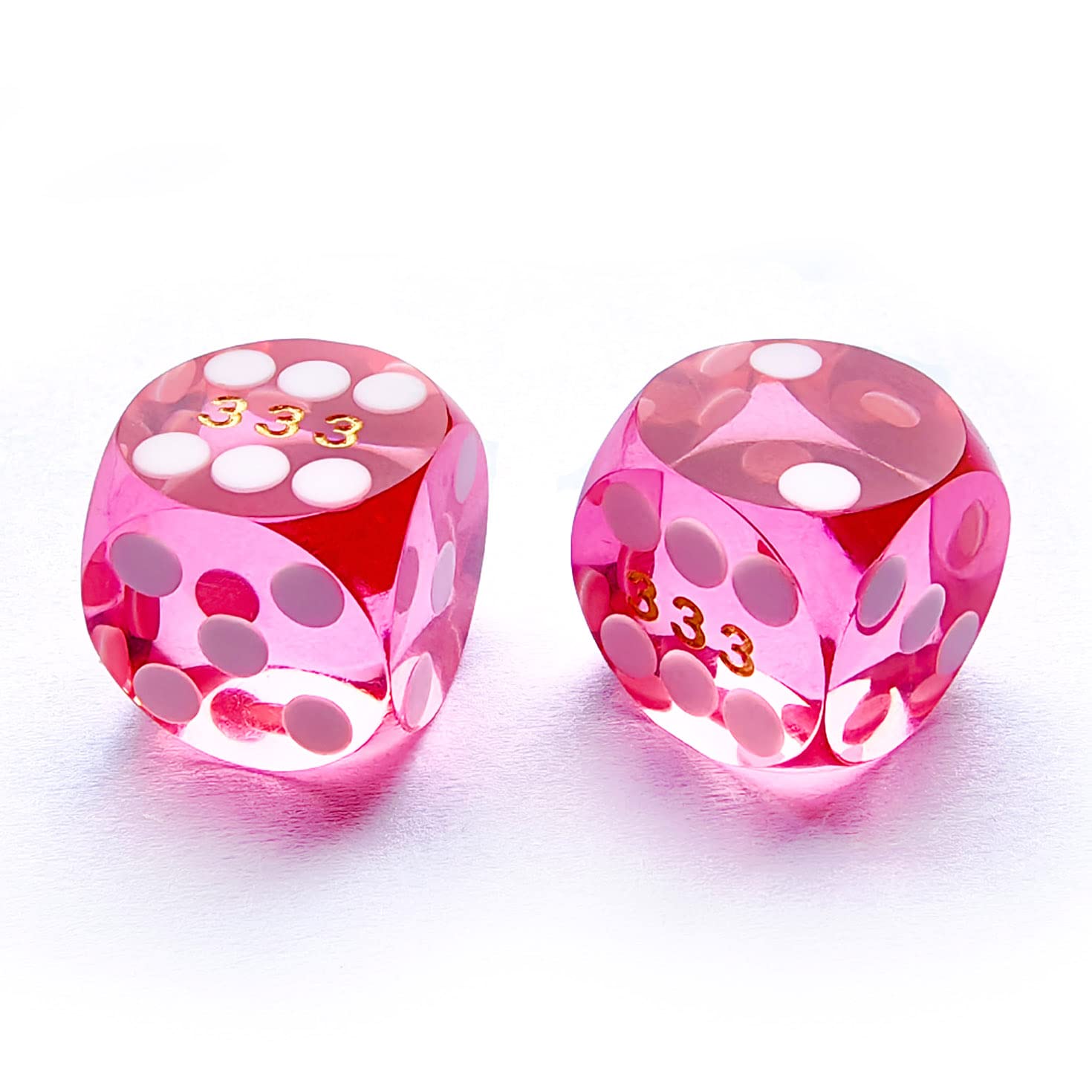 Bescon Professional Precision Dice Round Corner 9/16" (14.3mm) with Random Serial Number, Precision Cut Dice 14.3MM Gem Pink, 2pcs Set