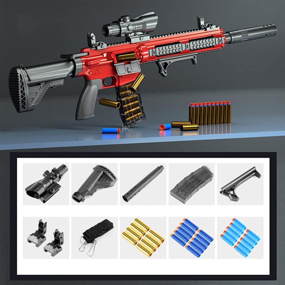 Pistolet zabawka, M416 Shell Ejection Soft Bullet Gun EVA Soft Sniper Rifle Blaster Weapon Toys Gun Zabawki Prezent urodzinowy dla chłopców, dziewcząt, nastolatków, czerwony