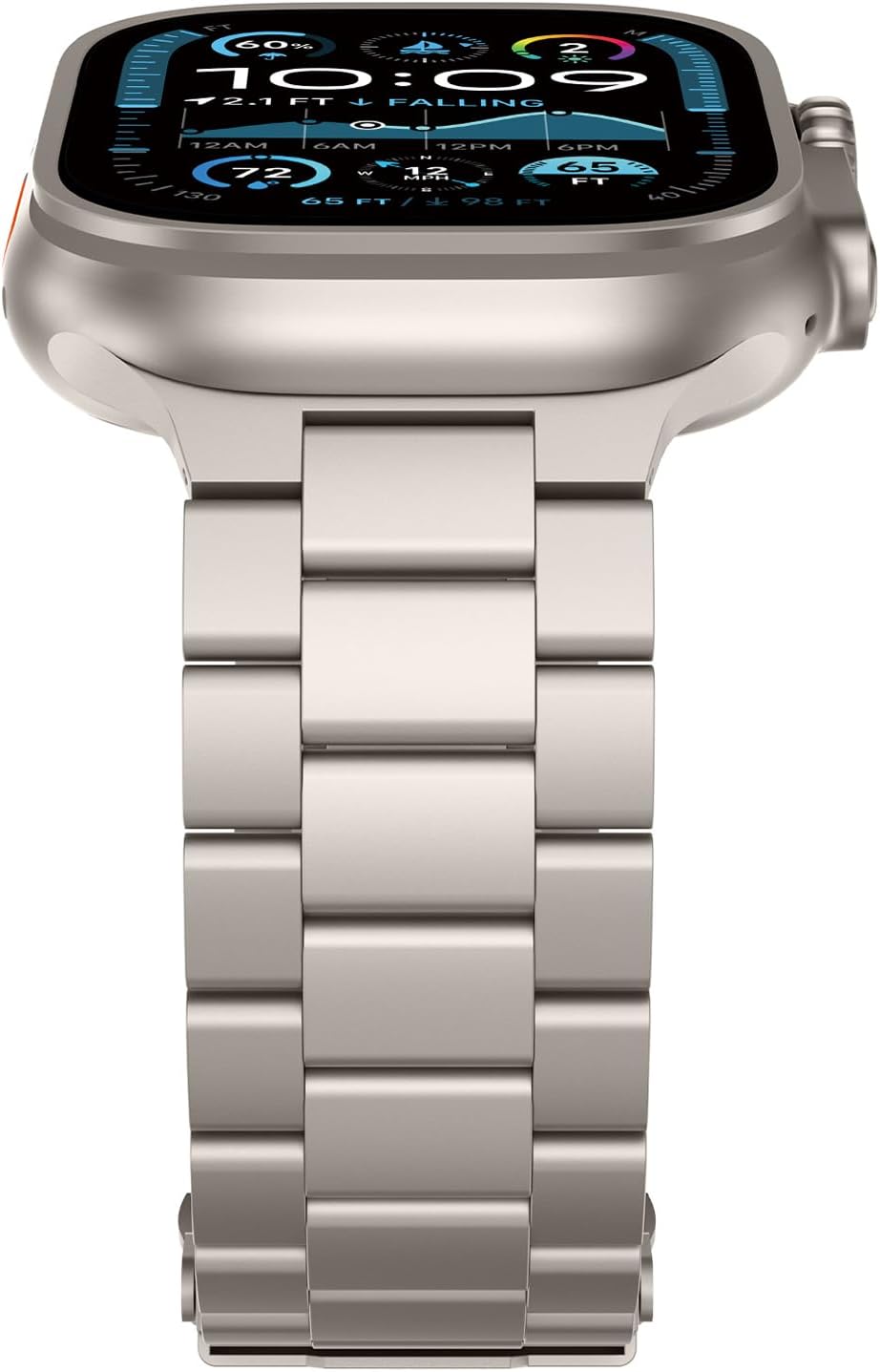 Full Titanium Band for Apple Watch Ultra 3/2/1 Bands 49mm for Men, Replacement Strap with Secure Clasp and DLC Coating for iWatch Series 11/10 46mm, 9/8/7 45mm, SE3/6/5/4 44mm, 3/2/1 42mm