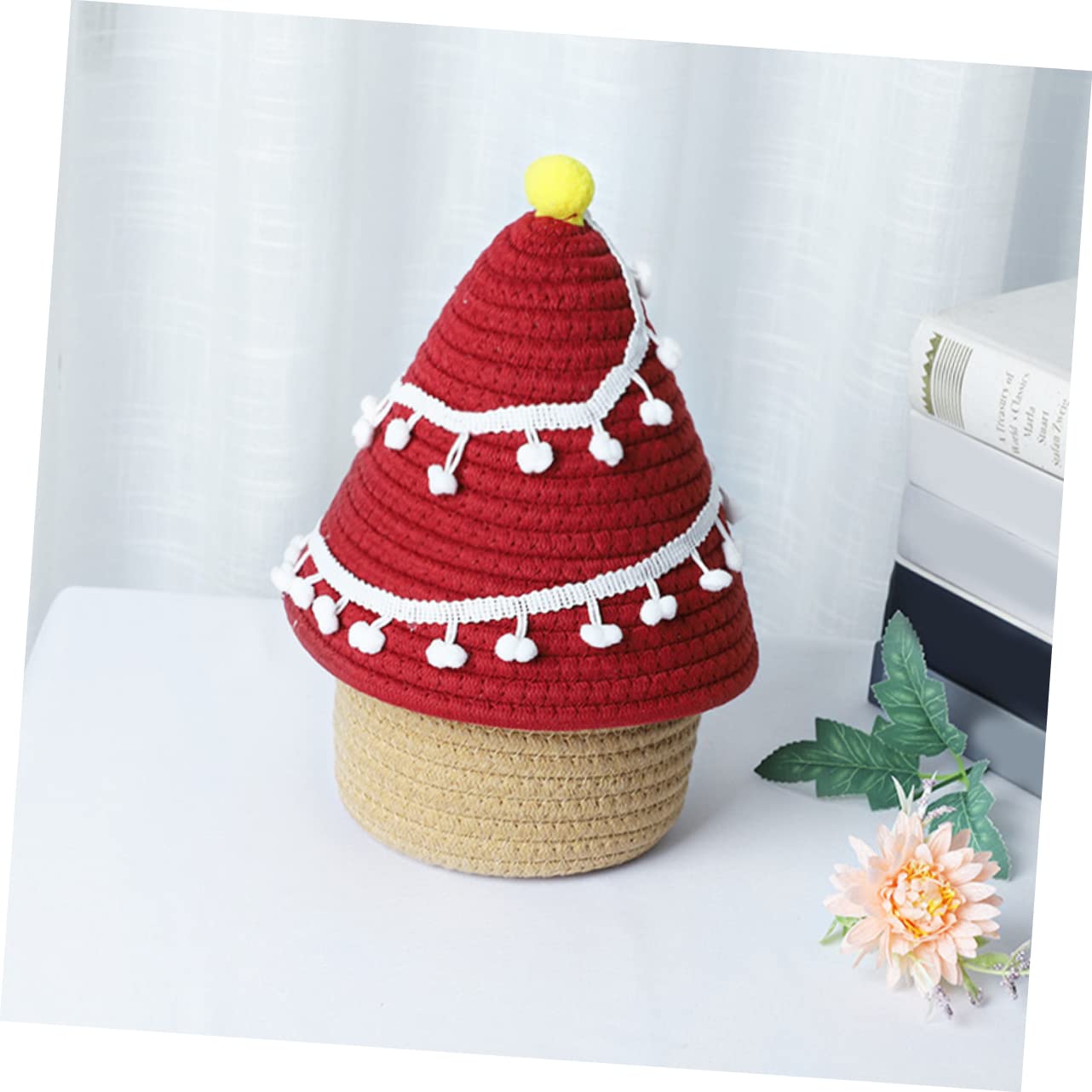 TEHAUX 2piezas Cesta De Almacenamiento Forma De Árbol De Navidad Organizador Decorativo Para Cosméticos Cesta De Hilo De Tapa Accesorios Para Hogar y Decoración Navideña