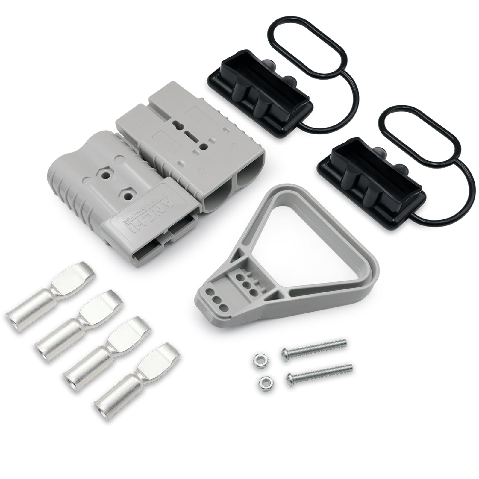 350A 2-0AWG AWG Connettore per cavo batteria con maniglia di scollegamento rapido con coperture antipolvere nere, kit di tappi per cablaggio per dispositivi elettrici di recupero verricello,