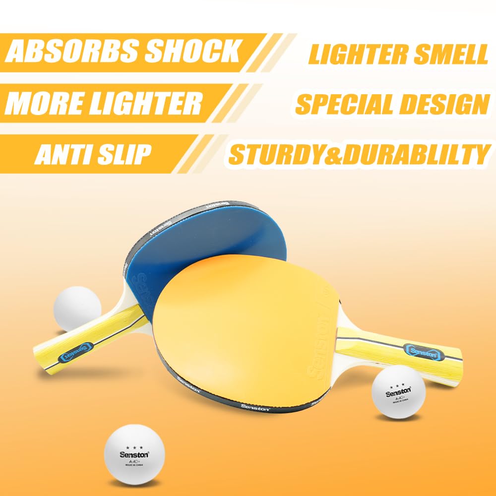 Senston Lot de 4 raquettes de ping-pong tendance, parfaites pour la famille et les amis | Les meilleures raquettes de tennis de table