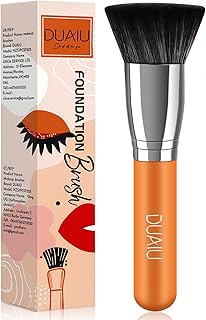 Foundation Brush DUAIU Makeup Brush Kabuki Brush Flat Top Brush for Powder,Liquid and Cream Foundation, Buffing, Blending Brush, Professional Face Makeup Brush, Orange