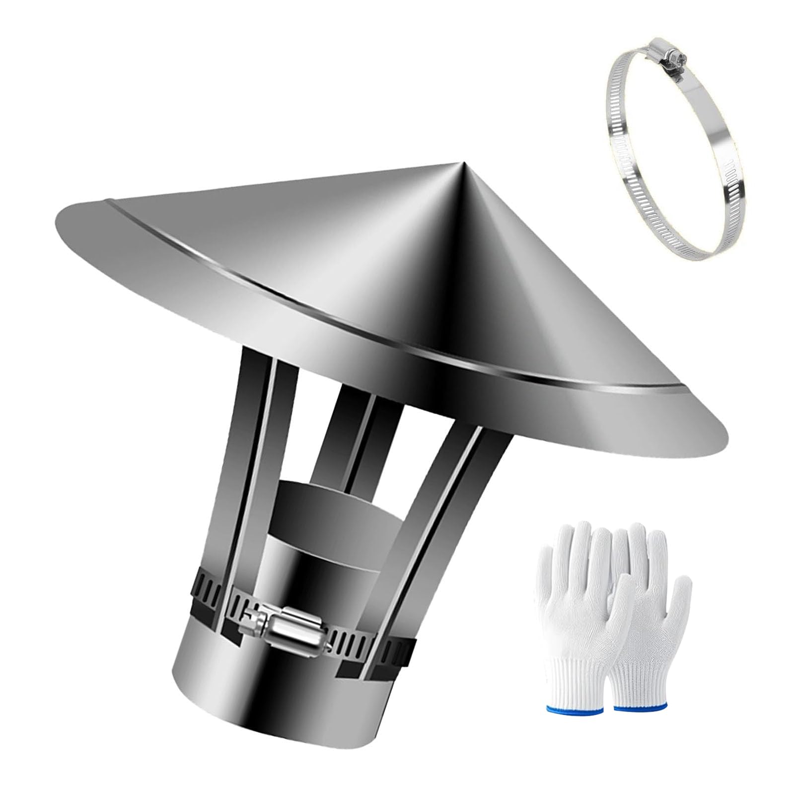 Terminale Canna Fumaria Comignolo Antipioggia Acciaio | Comignolo Canna Fumaria Cappello Camino Antipioggia in Acciaio Inox per Camino Esterno Tubo Della Stufa Topper 220mm/8.8in