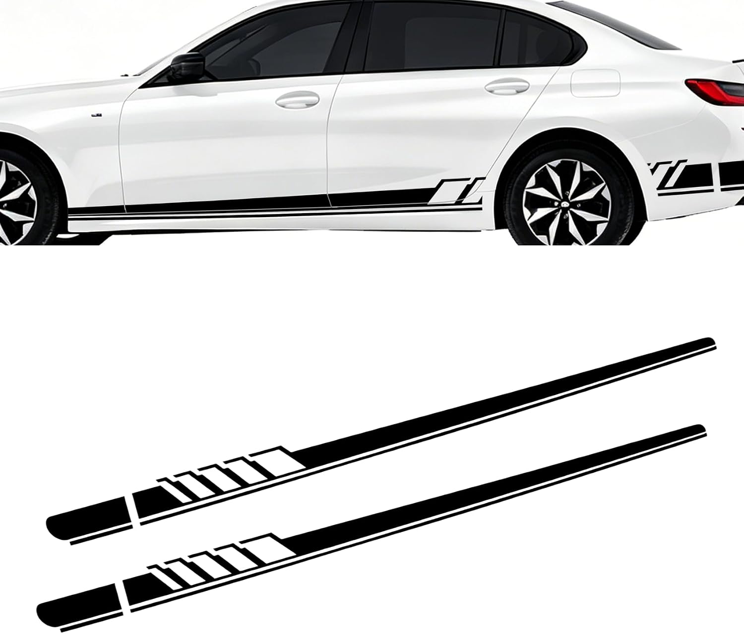 Car Side Skirt Decals, 88.58 x 4.52 Inch Waterproof Racing Stripes