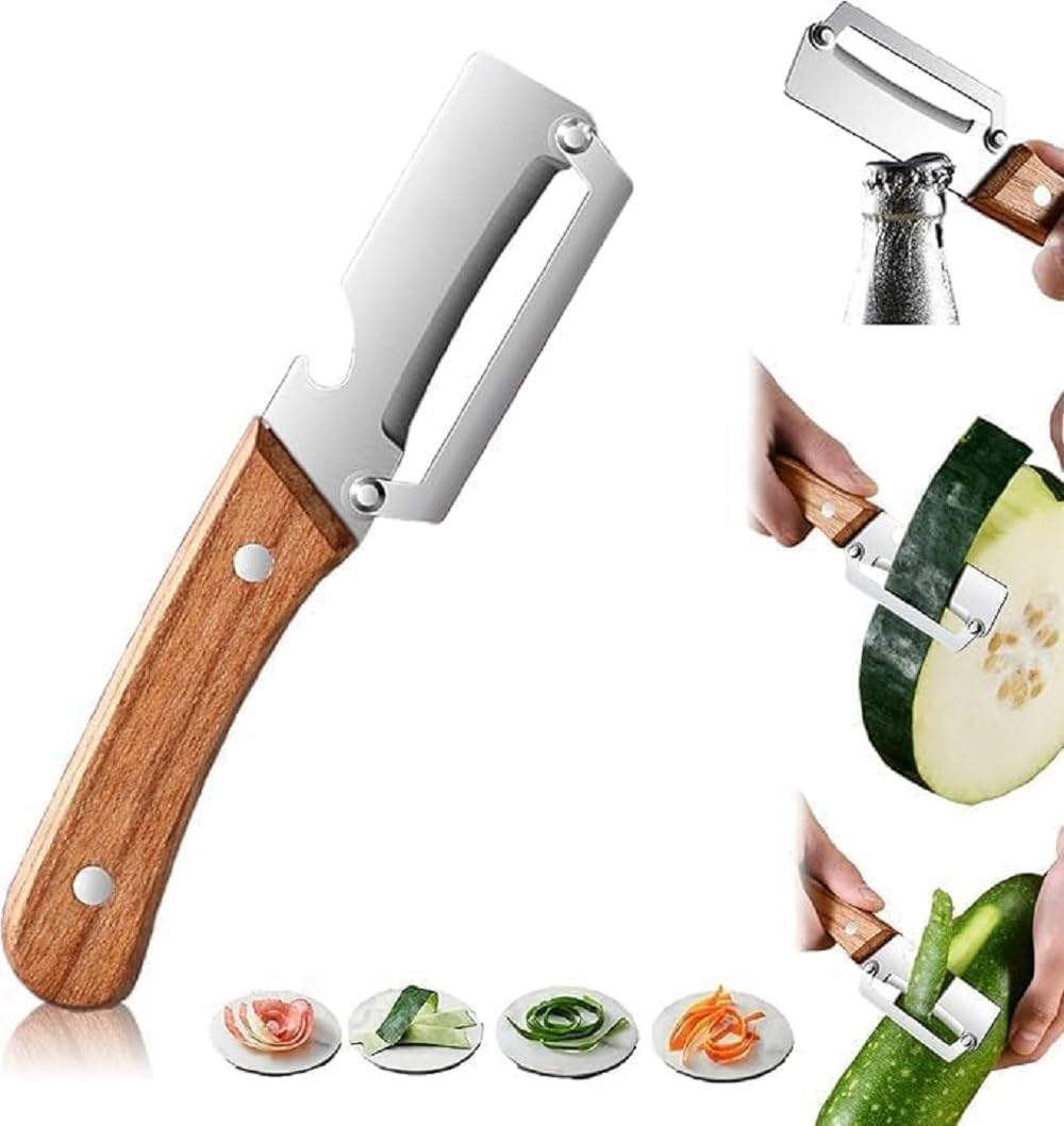 ZELVRA Multi-Functional Stainless Steel Vegetable Peeler Bottle Opener & Wooden Handle | Sharp Stainless Steel Blade for F... - Review, Price and Buying Guide