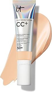 It Cosmetics CC+ Cream - Natural Full Coverage Foundation With SPF 50+, Color Corrector & Anti-Aging Hydrating Serum, Hyaluronic Acid + Peptides, Lightweight Up To 24H Wear, All Skin Types