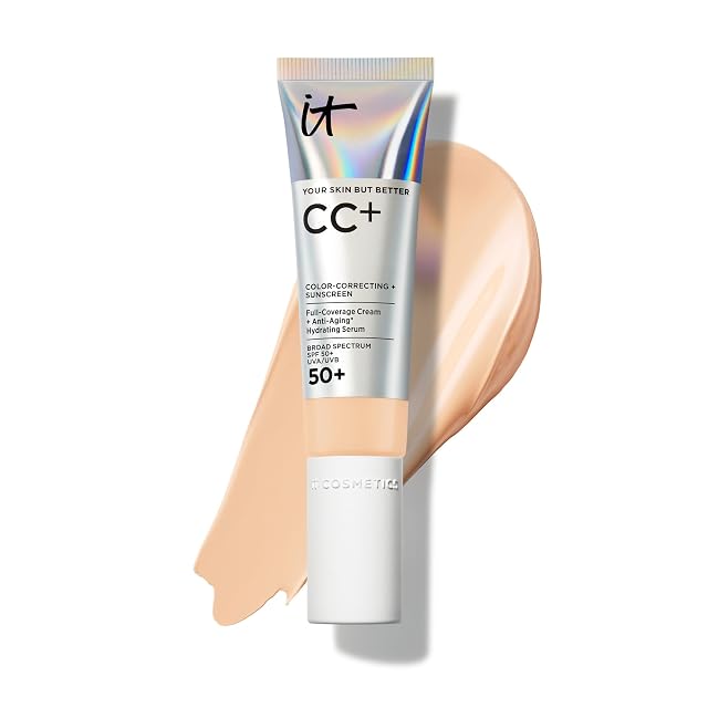 IT Cosmetics CC Cream - Natural Full Coverage Foundation With SPF 50 Color Corrector Anti-Aging Hydrating Serum Hyaluronic