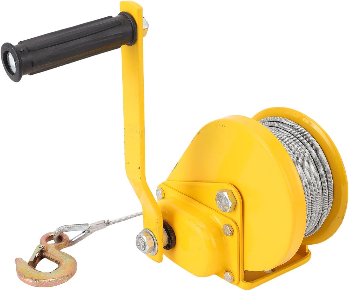 Hand Winch with 5m Rope and Hook for Heavy Duty Boat Trailer, Two Way Automatic Locking, 1200LBS Capacity for Vehicle Recovery and Towing