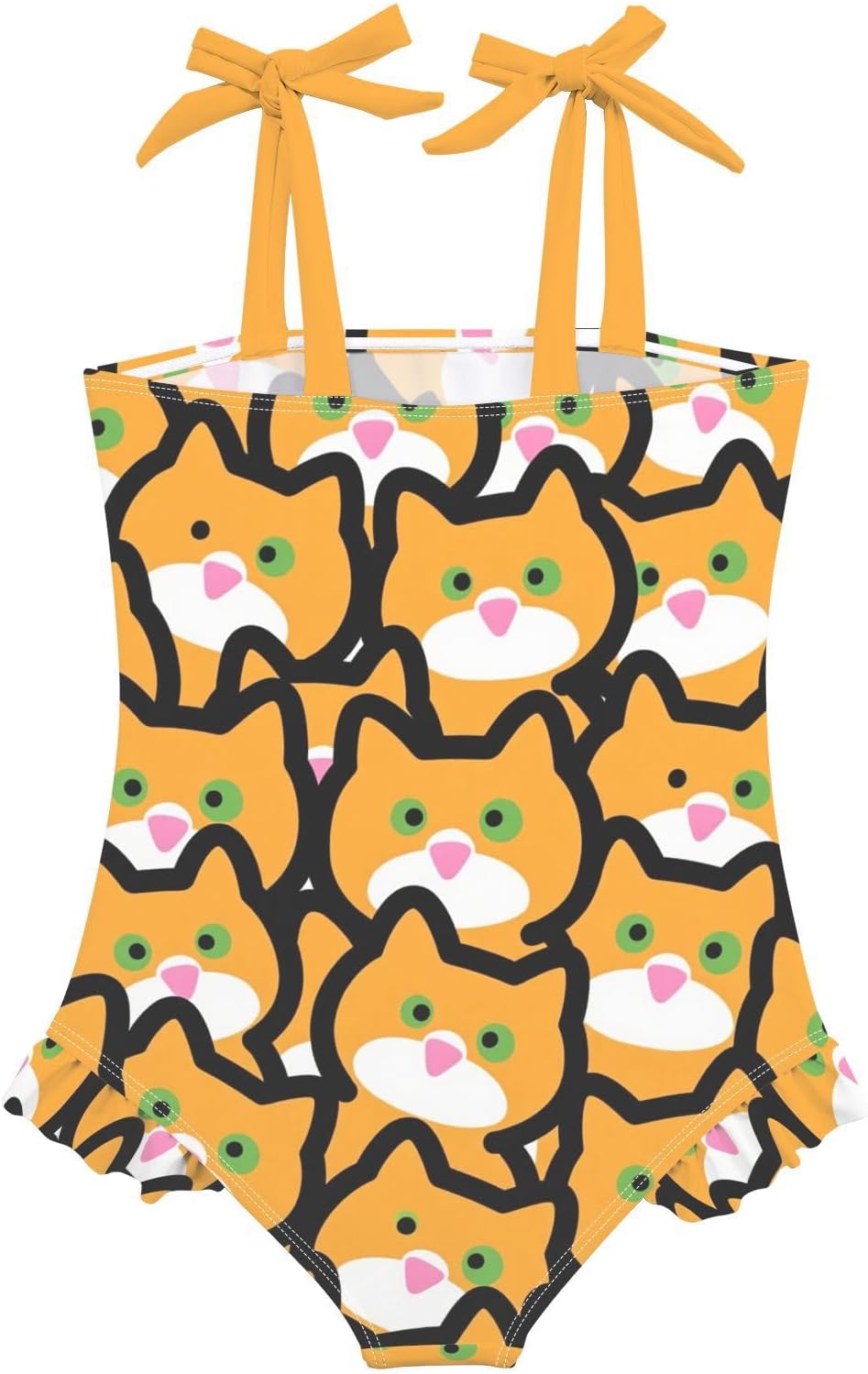 visesunny Toddler Girl Swimsuit Adjustable Strap Swimwear Cute Orange Tabby Fat Cat Bathing Suits for Girls 18M-6Y