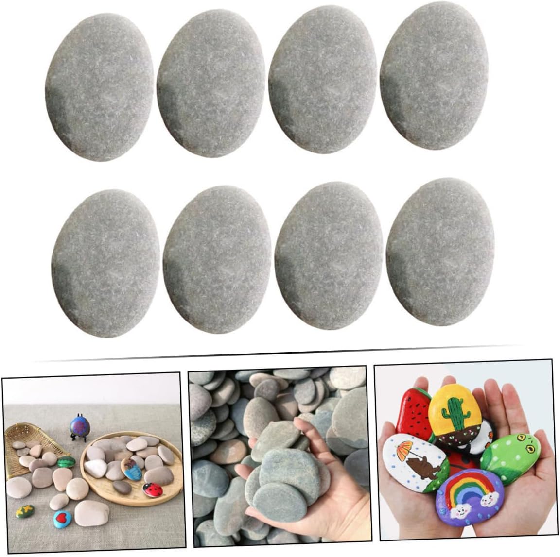 Toddmomy 8pcs Smooth Painting Rocks Decorative DIY Pebbles for Craft Projects Random Shapes for Boy Girl Art and Home Decor