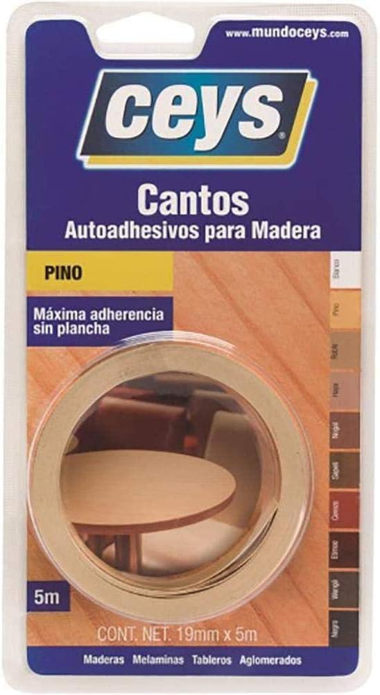 Ceys - Cantos autoadhesivos para madera - Máxima adherencia sin plancha - Color Pino - 19mm x 5m