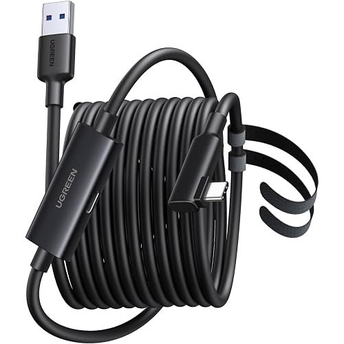 UGREEN Right Angle USB C Cable, 5Gbps VR Link for Quest 3/3S/Pro, 16ft | 18W Right angle cable for comfort. For Meta Quest 3/3S/Pro, PC VR, Steam VR, iPhone 17/16/15, Galaxy S26