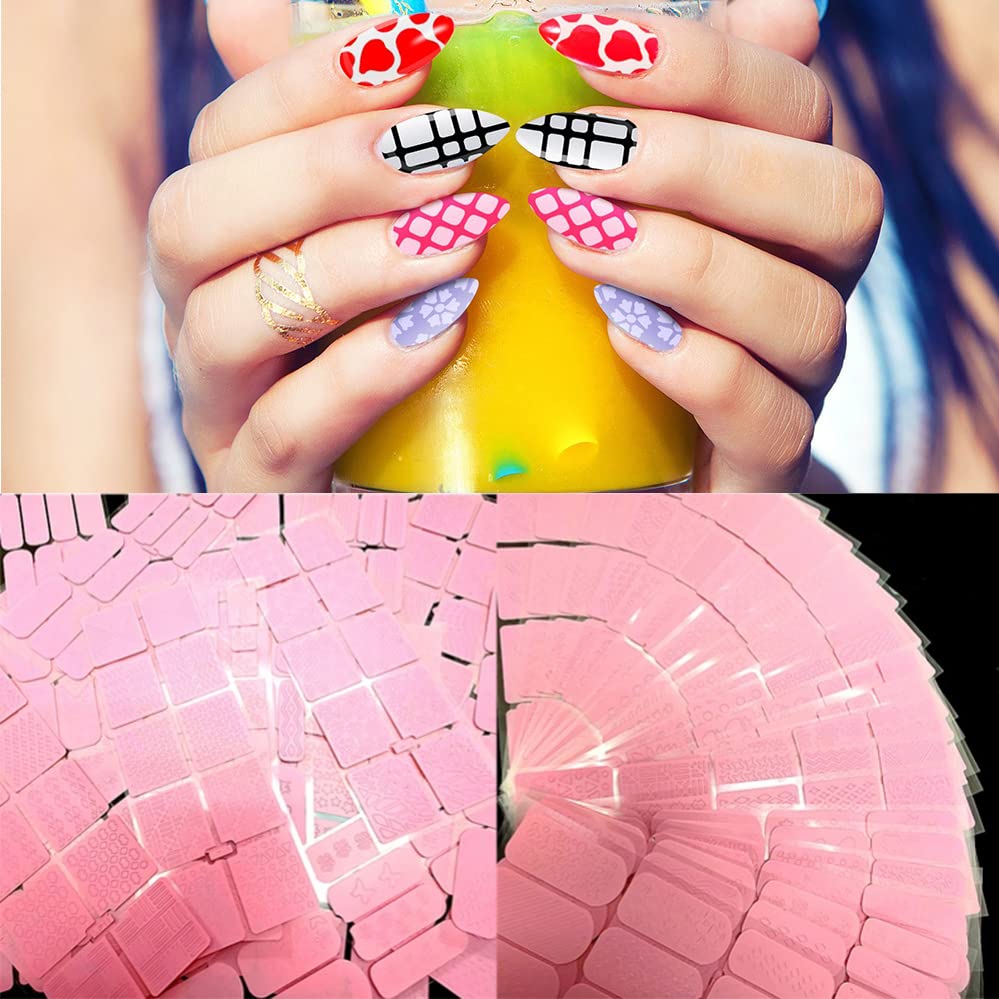 MONIKA 68 Designs 288 Pieces Nail Vinyls Stencils Nails Stickers Set, 24 Sheets Cute Easy Nail Art Decal Stickers Stencils