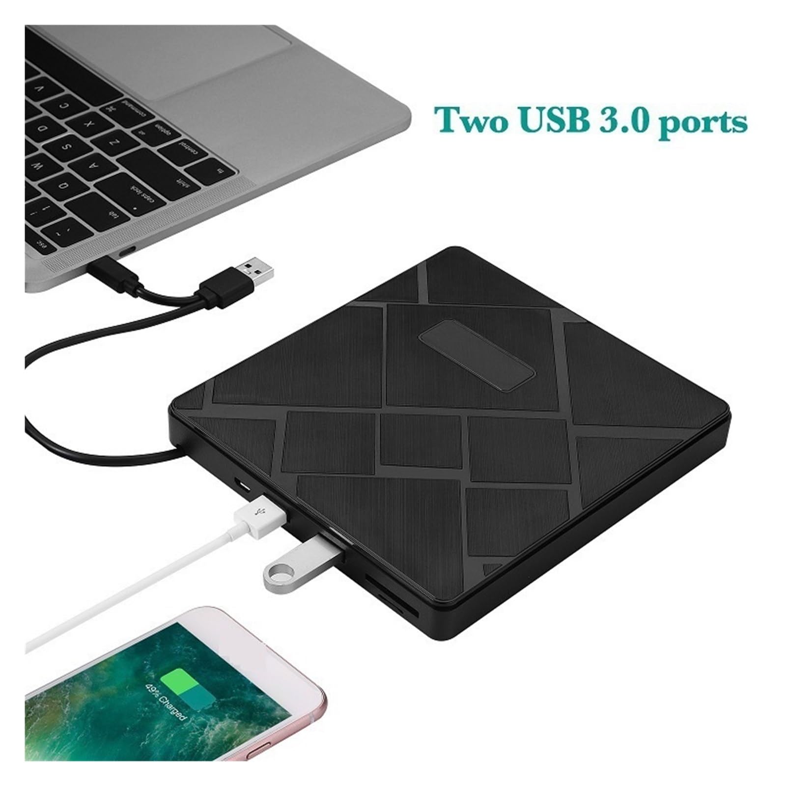 USB3.0+Typ-C Nagrywarka DVD DVD RW Nagrywarka CD Zewnętrzny Napęd Optyczny Odtwarzacz CD/DVD Czytnik Kart TF/SD Kompaktowy łatwy W UżYciu