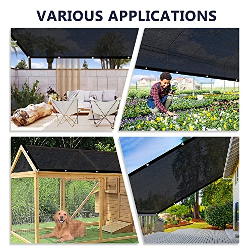 VICLLAX 90% Shade Cloth, 6x10FT Durable Black Mesh Trap with Every 3 FT Grommet, Sun Shade Fabric Netting for for Plants Cover, Greenhouse, Chicken Coop, Barn Kennel, Garden Patio by VICLLAX - Image 5
