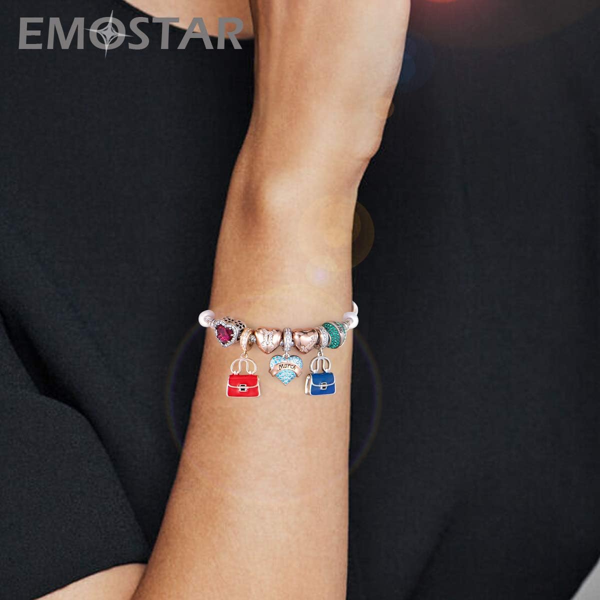 EMOSTAR Jan-Dec Birthstone Charms fits European Birthday Bracelet, Dangle 925 Sterling Silver Heart Shaped Pendant with 12 Months Birthstones, Gifts for Mom/Women - Image 5