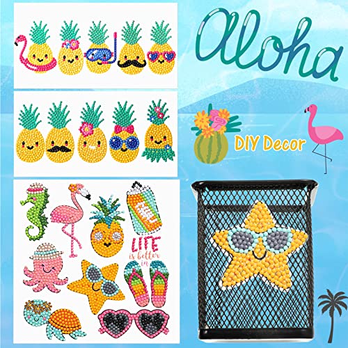 Zonon 39 Pieces 5D Diamond Painting Stickers Kits For Kids, Summer Theme Gem Diamond Painting Kits, Pineapple Flamingo Sea Animal Gem Art Diy Craft Kits For Kids Girls Boys 8-12 #TOP7