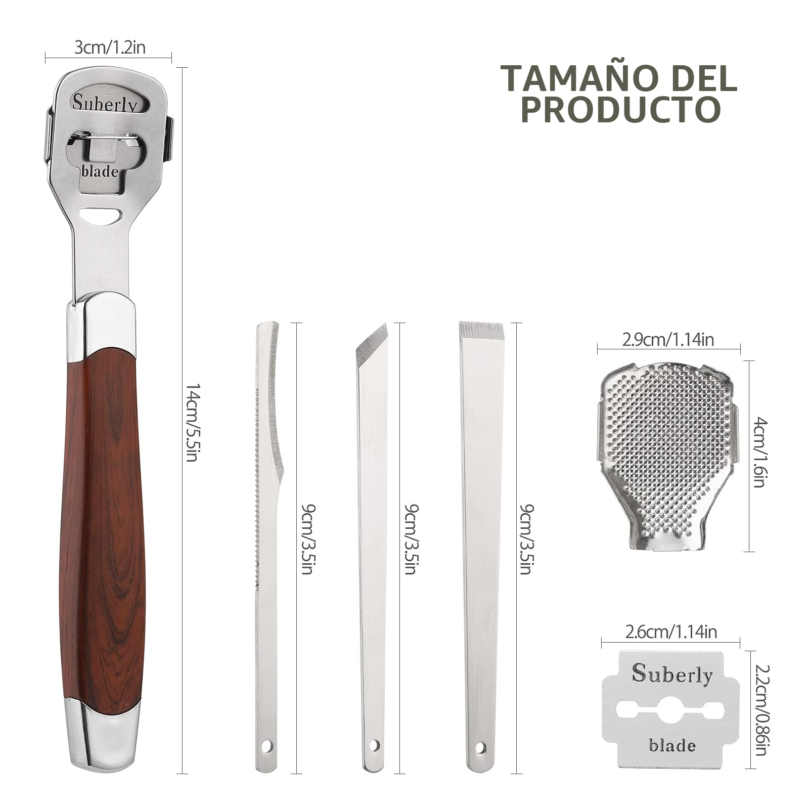 Eliminador Callos y Callosidades, Pedicura y Cuidado de Pies, Lima de callos de acero inoxidable, Raspador de Pies con 10 Cuchillas de Acero Inoxidable para el Cuidado de los Pies en Hogar