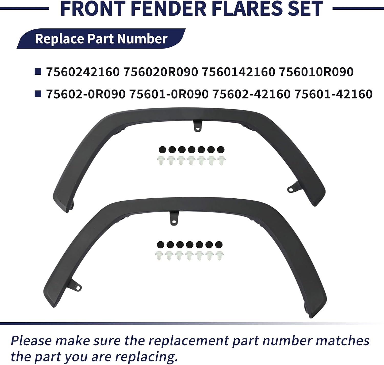 Front Fender Flares Set Fit For Toyota RAV4 2019-2024 Replace 7560242160 756020R090 7560142160 756010R090 Wheel arch Molding Trim Left and Right Side