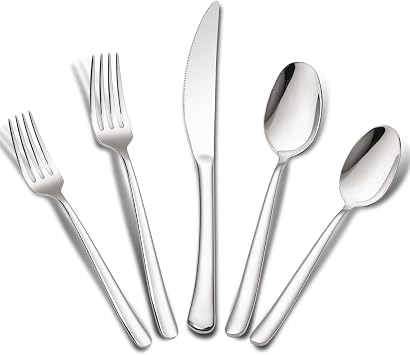 Aisoso 40-Piece High-End Silverware Set with Forks Spoons and Knives, Stainless Steel Serving Utensils for 8 with Mirror Finished Handle, Durability and Dishwasher Safe for Restaurant, Weddings