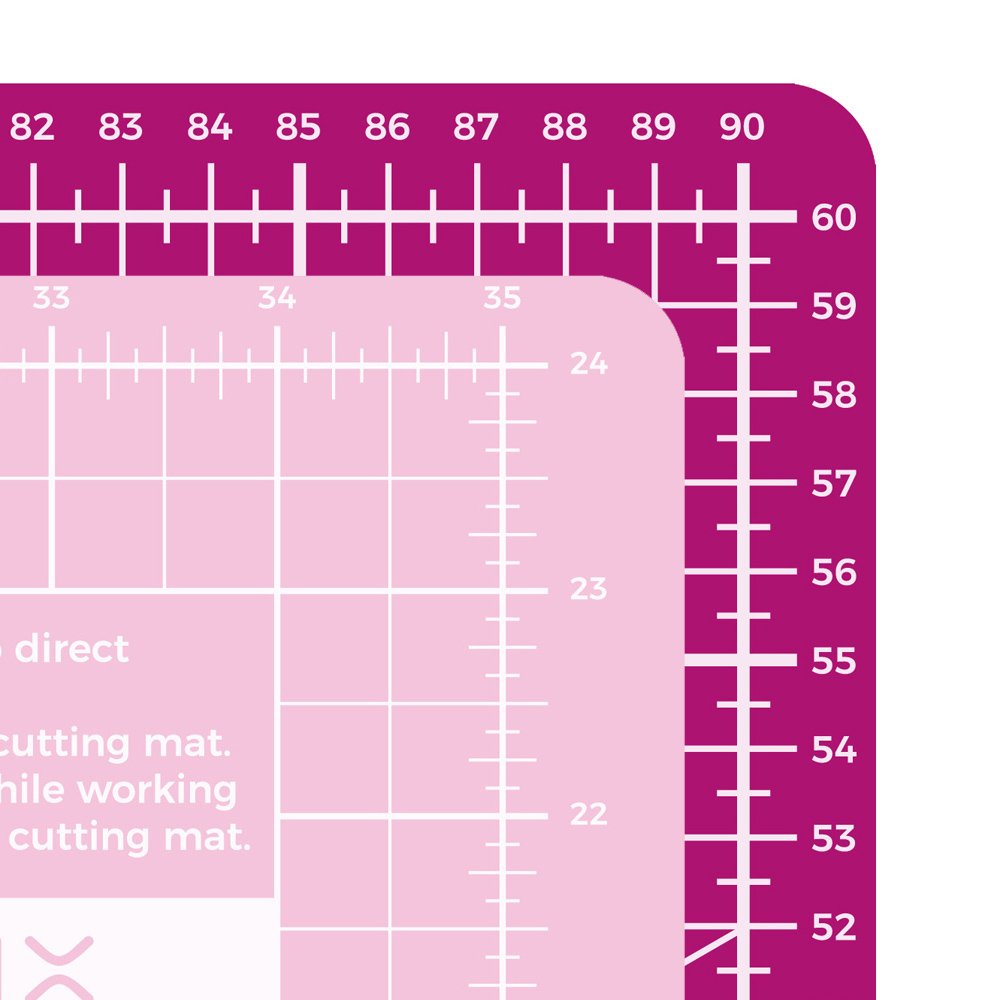 SEMPLIX Schneidematte A1 in Grün, Rosa, Grau, Türkis, Lila. Ideal fürs Basteln, Nähen und Patchworken. 90x60 Beidseitig Bedruckt. Vorderseite cm, Rückseite inch Bemaßung