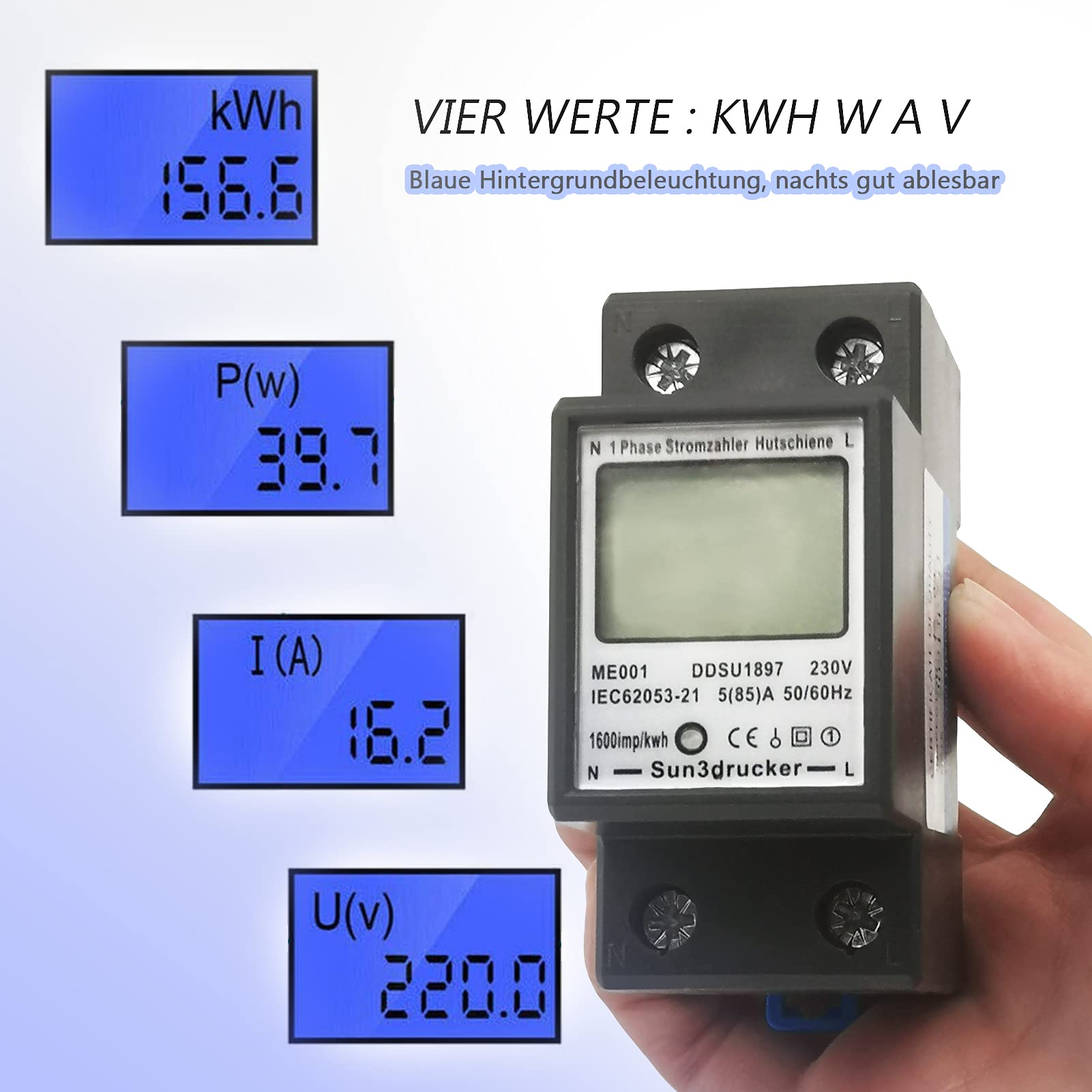 ENTES ES-45L ES-45L Contatore Corrente Alternata Digitale 45 A Approvazione Mid S 1 Pz 61042734 - Foto 9