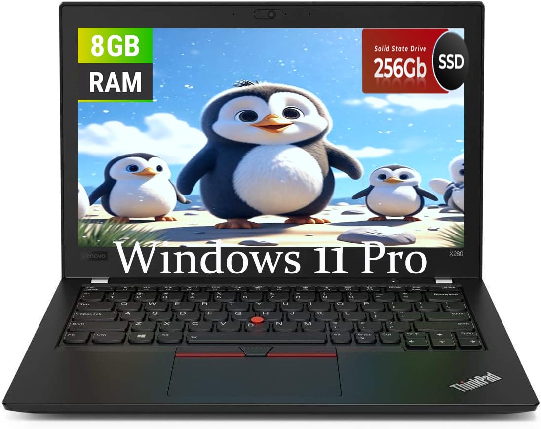 Lenovo Thinkpad X280 Business Laptop, 12,5 Zoll FHD (1920 x 1080), Intel Core i5-8350U 1,7 GHz, 8 GB RAM, 256 GB SSD, Webcam, Windows 11 Pro (Generalüberholt)
