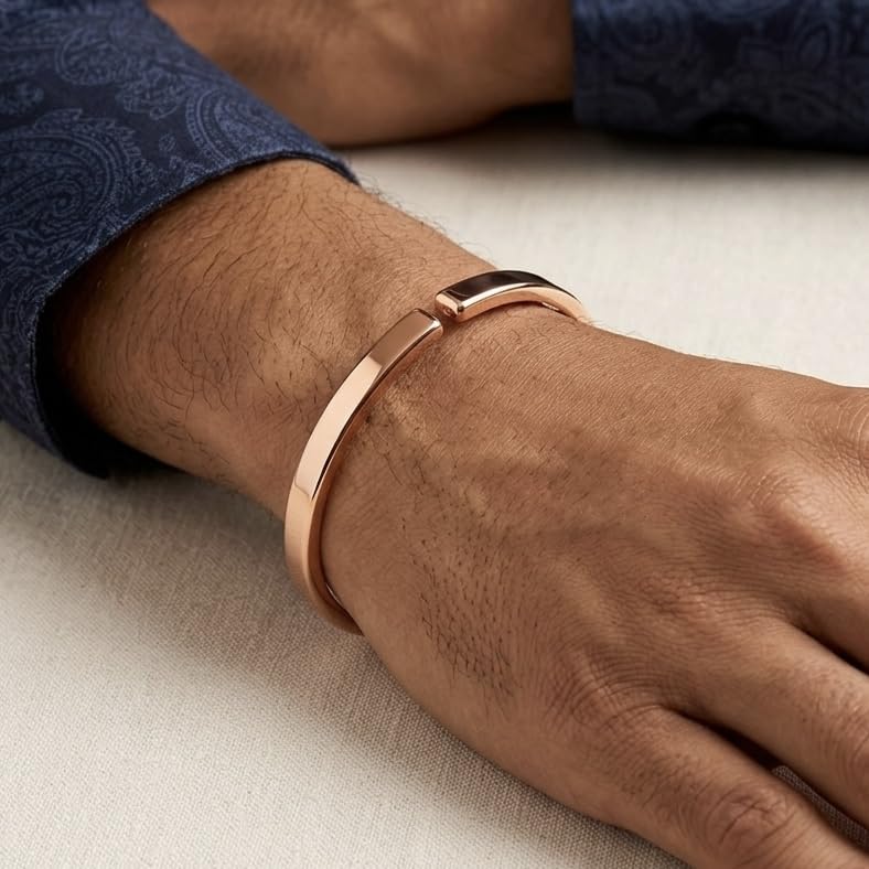 Image of Pure Copper Kada Bracelet for Men & Women, Adjustable Open Bangle, Joint Pain & Arthritis Relief, Improved Blood Circulation, Unisex Traditional Style