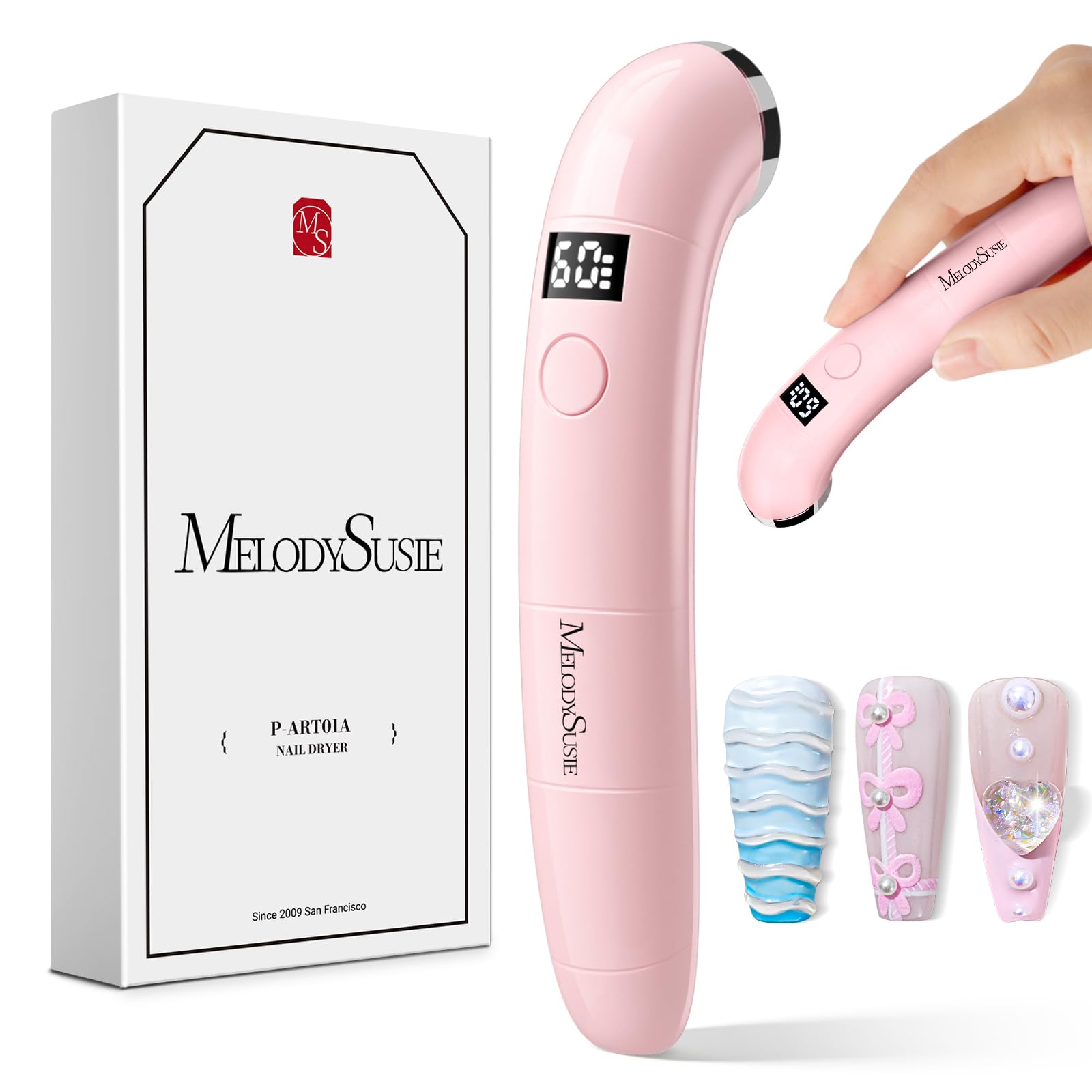 MelodySusie Handheld Flash Cure Nail Lamp P-ART01A Cordless Mini Nail Light