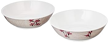 Amazon Brand - Solimo Classico Melamine Serving Bowls (White, 7.5 In) - Set Of 2, 950 milliliter