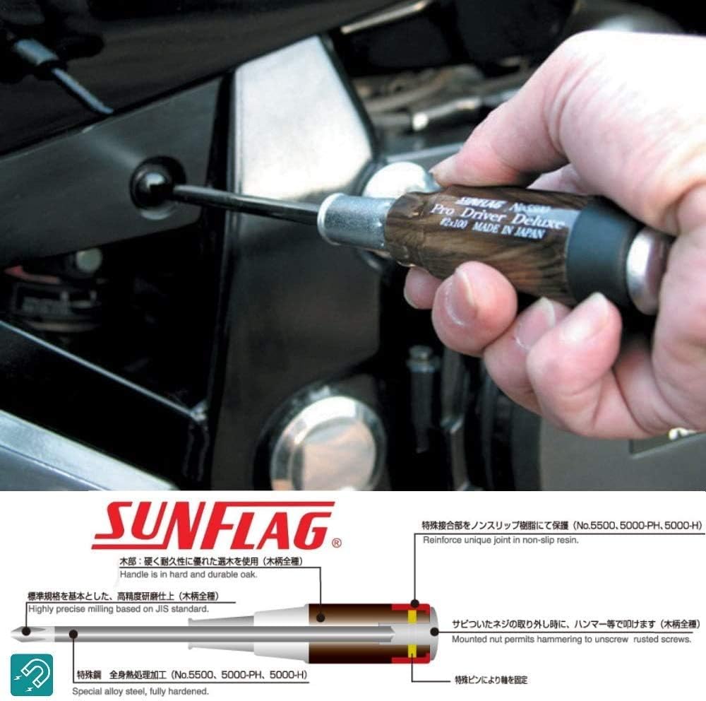 Sunflag +1 +2 +3 JIS Screwdrivers | Made in Japan (Pro Driver Deluxe)