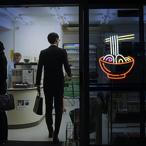 Miniatura 7 de Letrero de neón de ramen regulable, luces LED de neón de fideos ramen para decoración de pared, 16.1''X12.6'' letreros de neón vibrantes alimentados