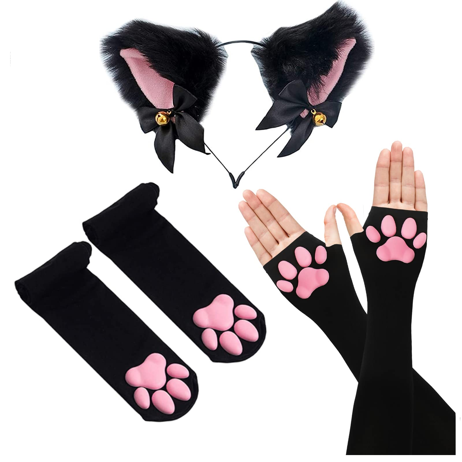 Cat Paw Gloves for Girls Women-3D Cat Claw Pad Gloves-Soft Comfortable Sleeves Pink Cute Cat Claws Cat Gloves Cosplay