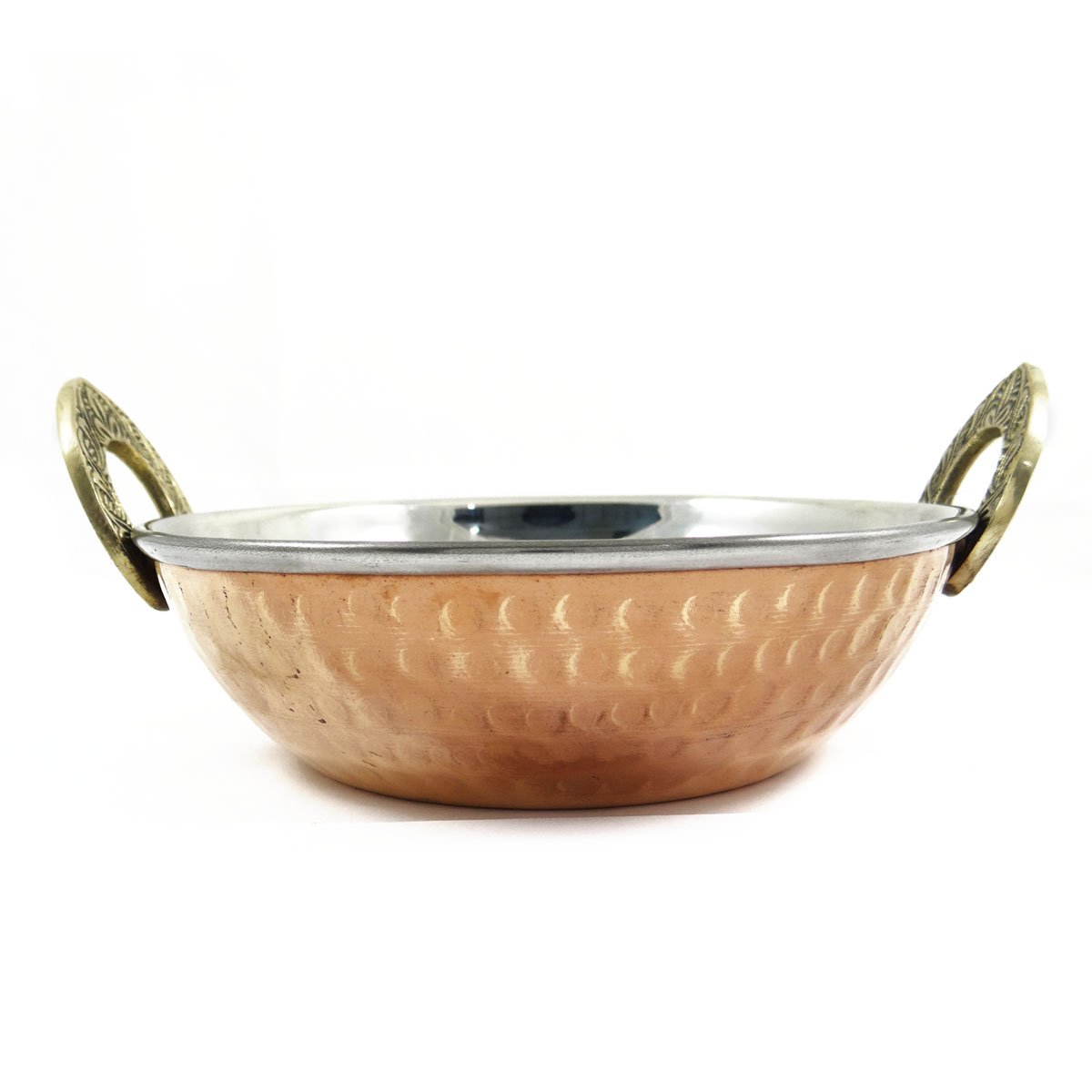 ibaexports Specially Designed Authentic Indian Traditional Style Copper Steel Serveware Karahi with Spoon Tableware Dinnerware