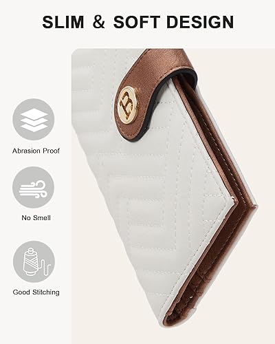 Miniatura 6 de BOSTANTEN - Cartera delgada de cuero para mujer con bloqueo RFID, cartera plegable para tarjetas de crédito con bolsillo para monedas y cremallera