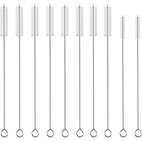 [10-Pack] Reusable Metal Straw Cleaner Brush Set