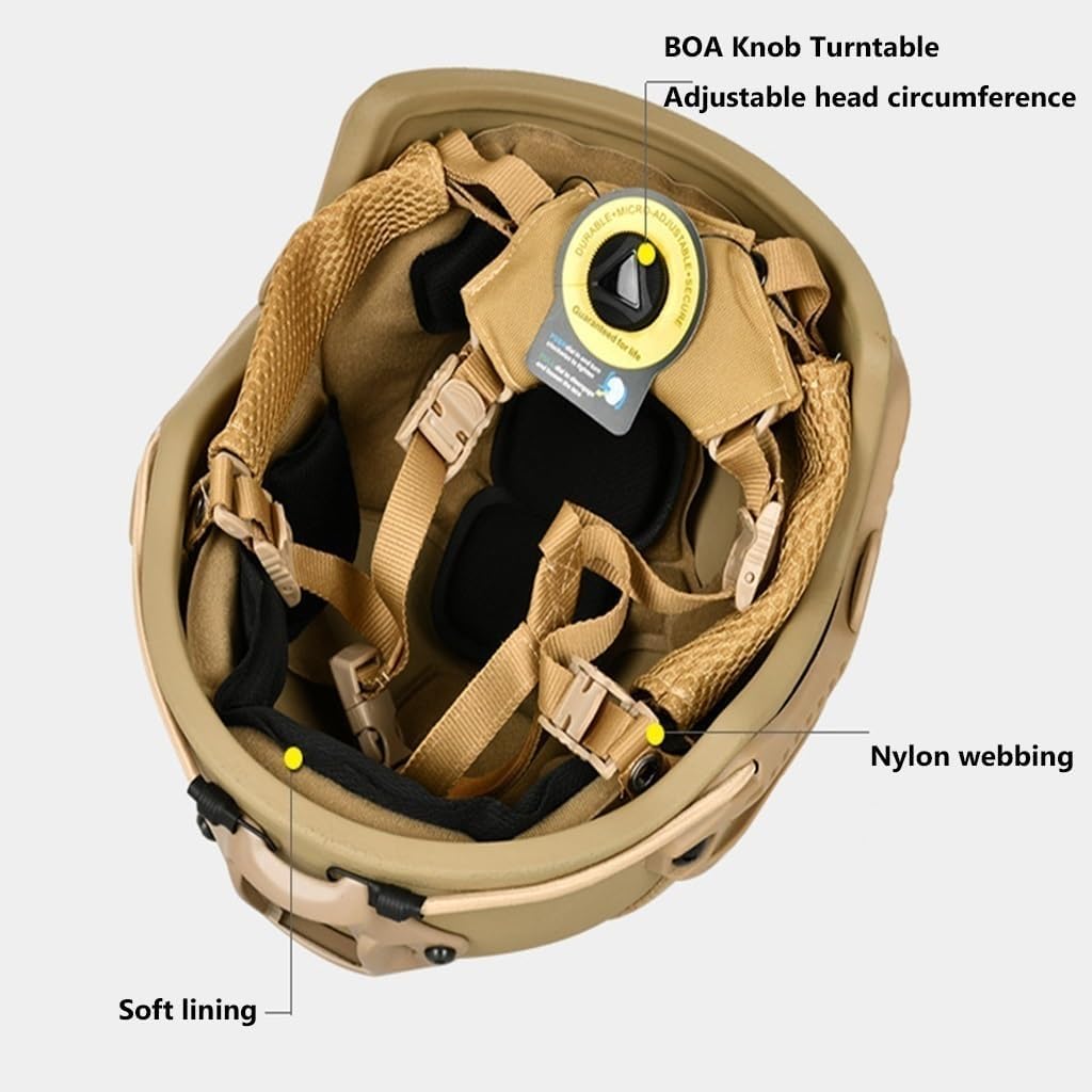 NIJ 3A Tactical Helmet For Outdoor Hunting - PE Material, 55-62cm Adjustable Fit, 1.5kg Lightweight