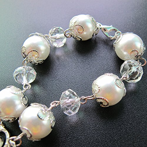 12 Pcs Our Lady Of Guadalupe Baptism Favors Crystal Pearls Decade Rosaries With Silver Plated Accents - Recuerditos De Bautismo/Christening/Decenarios #TOP1