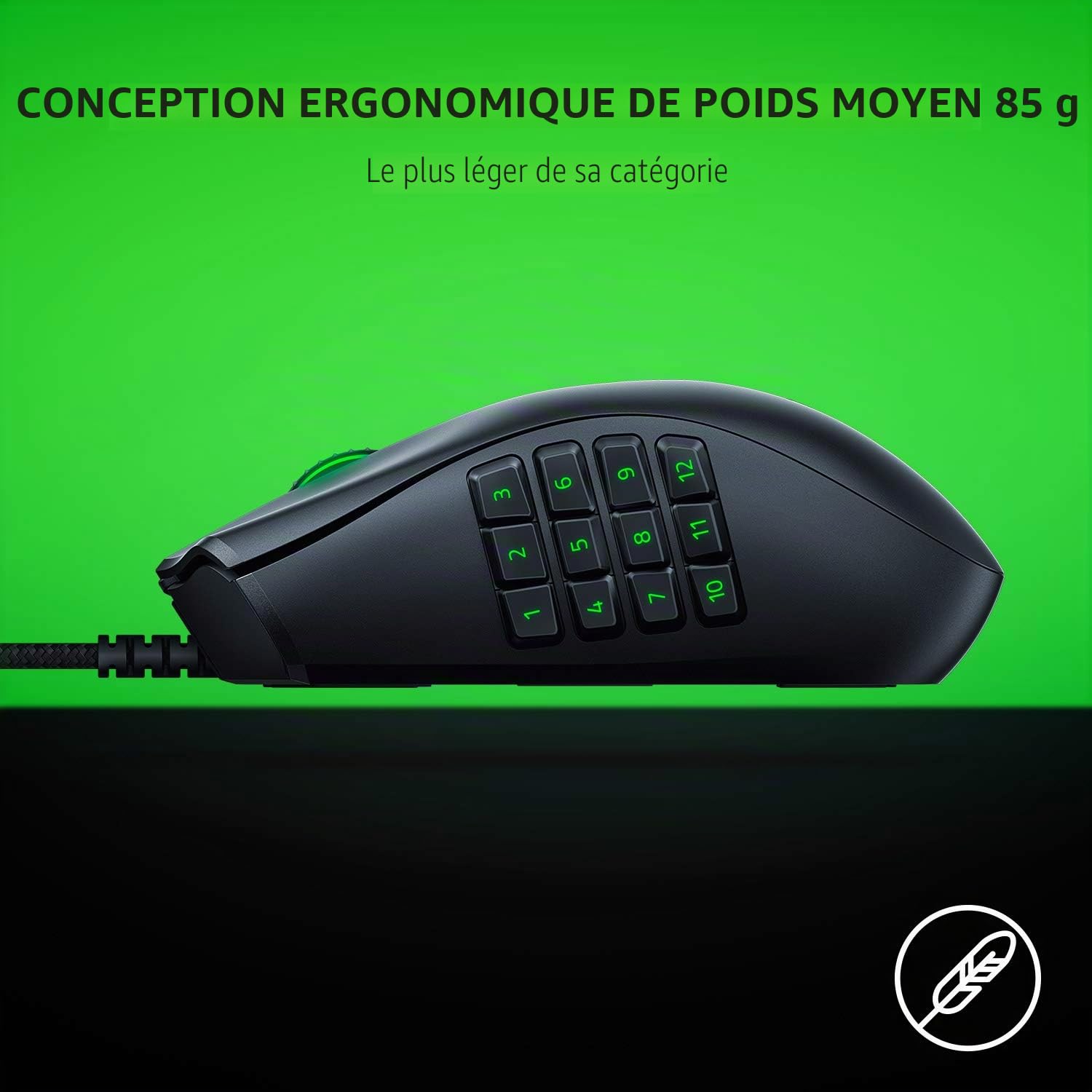Razer Naga X MMO Souris Gaming Filaire 16K DPI Capteur Optique 2ème Génération Eclairage Chroma RGB 16 Boutons Programmables 85g Noir Classique