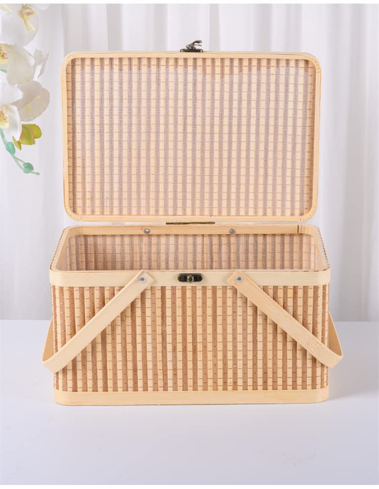 Amazon｜ピクニックバスケット 収納バスケット 竹かご編み 竹かご