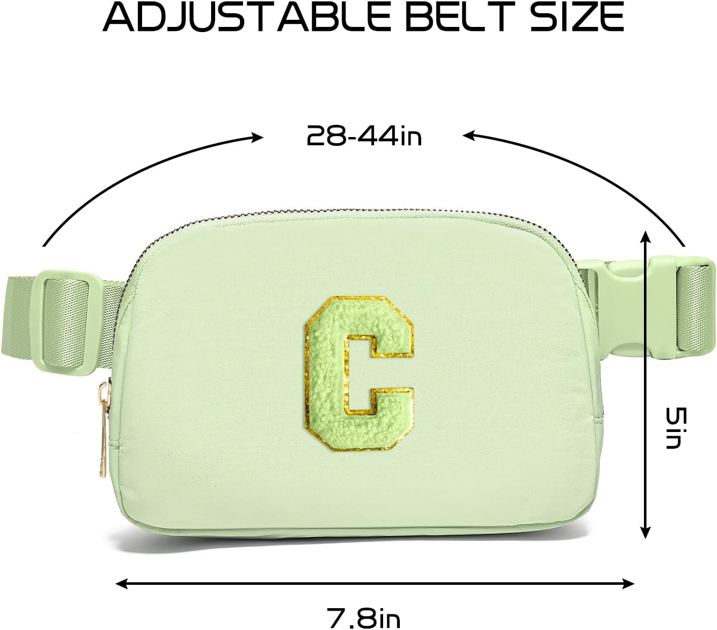 Gitus Gifts for 8 9 10 11 12 Year Old Girls Belt Bag Fanny Pack Crossbody Bags with Initial Letter Patch Cute Stuff Birthday Gifts for Teen Girls Women Personalized Trend Stuff (Light Green-C) image 3