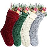 Kunyida Pack 4,18 Inches Burgundy, Green, Ivory, Gray Knit Christmas Stockings