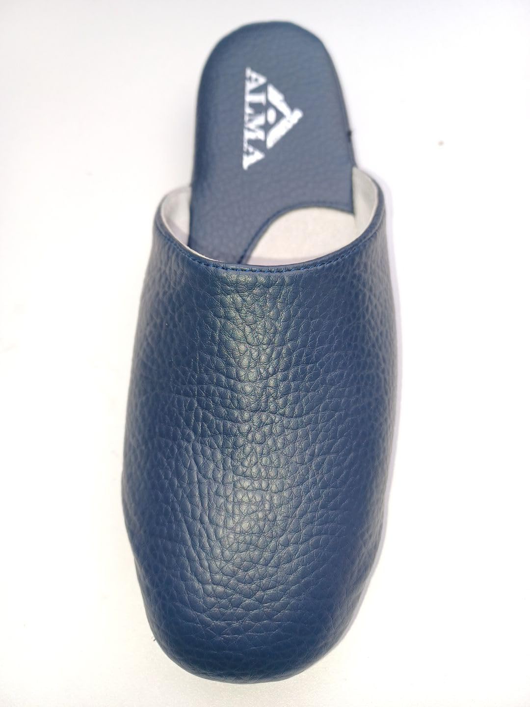 Generico Ciabatte pantofole da donna classiche in vera pelle Alma Made in Italy cucite suola in pelle scamosciata tacco basso 1 cm