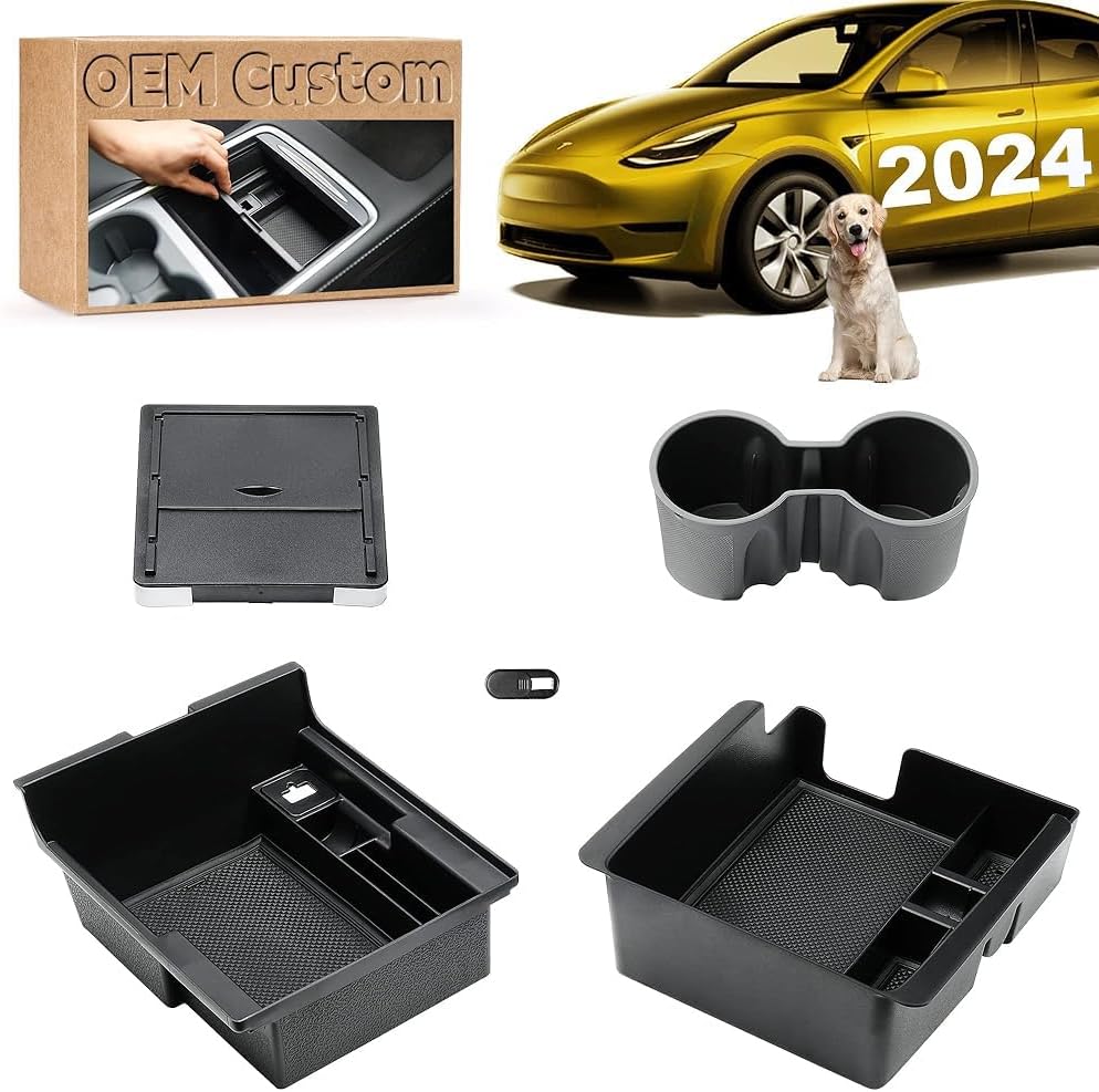 CARFIB 7pcs Center Console Organizer Tray Fit For Tesla Model 3 2025 2024 Highland Model Y 2025 - View #2
